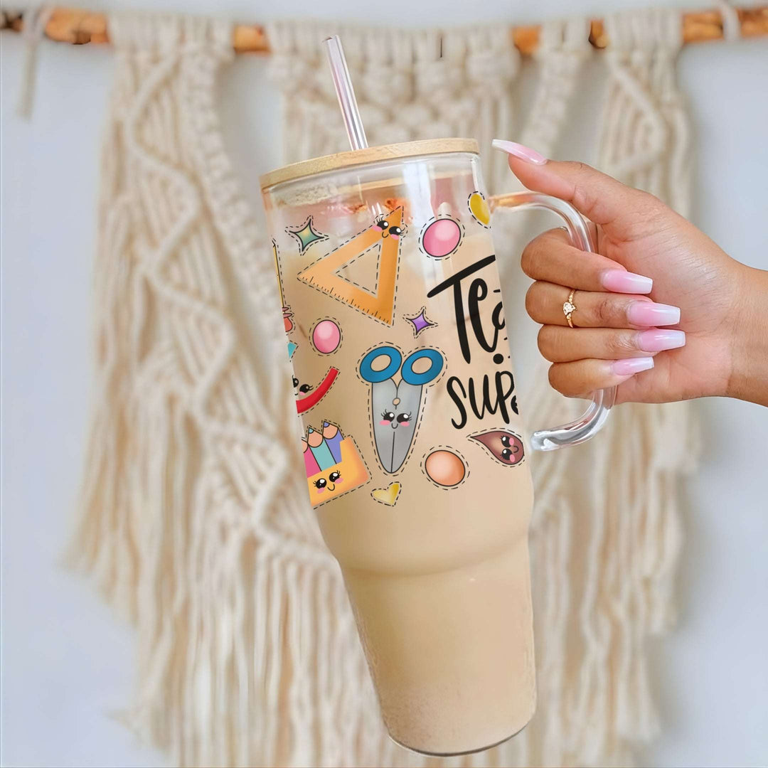 Teacher Superpowers Glass Cup