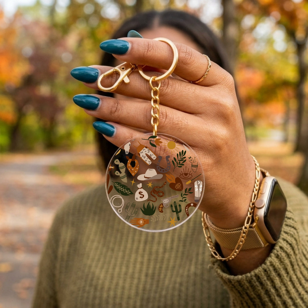 Western Soul Acrylic Keychain with Charm