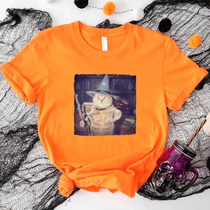 Wizard Cat Halloween Shirt – Funny Cat Meme Graphic Tee