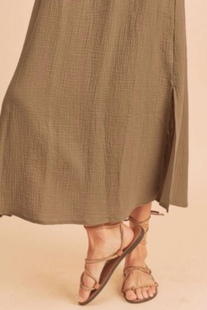 Aemi + Co Side Slit Round Neck Sleeveless Tank Dress