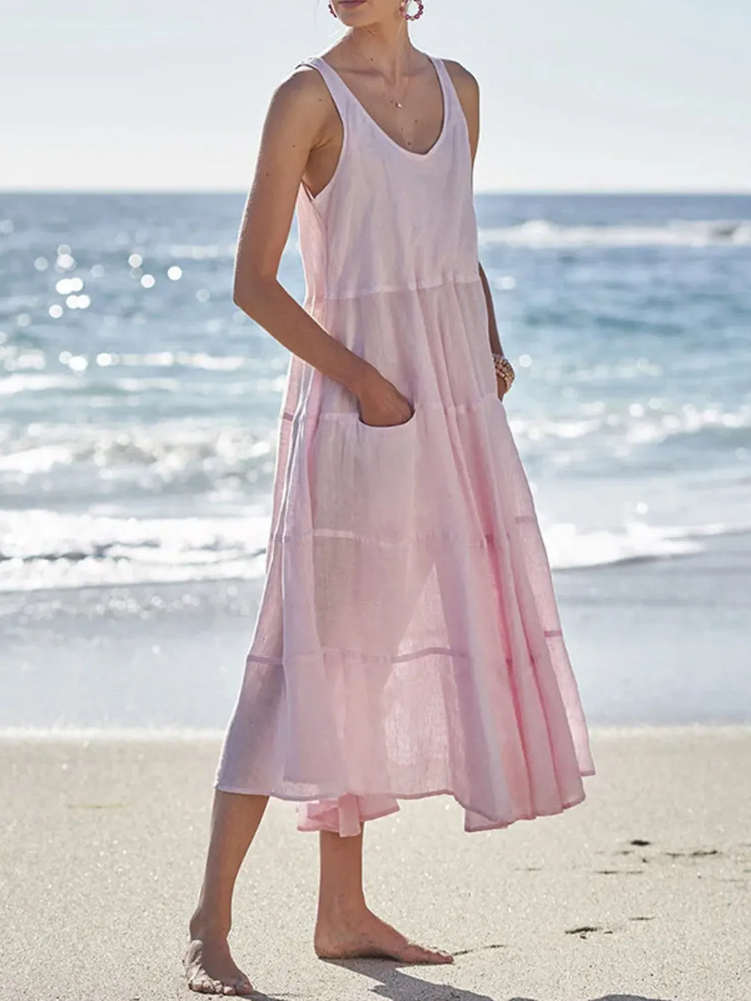 Full Size Tank Midi Dress with Pockets Plus Size