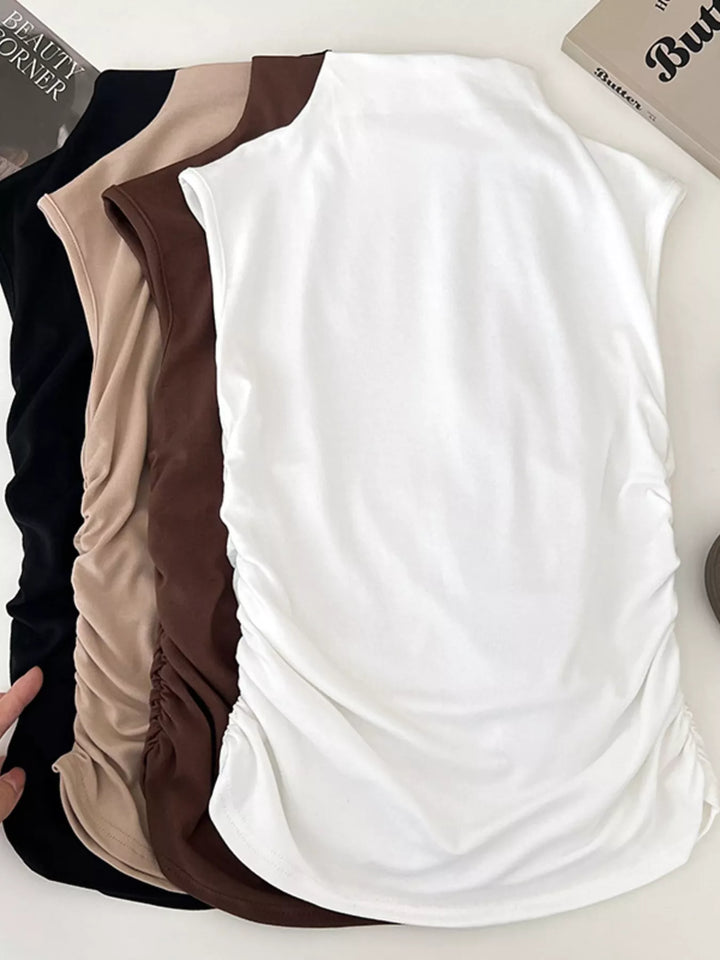 Ruched Mock Neck Tank
