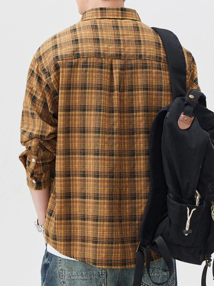Men's Plus Size Plaid Button Up Long Sleeve Shirt