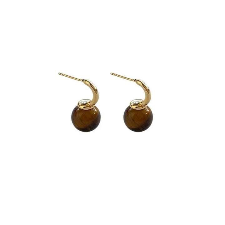 Tiger Eye Ball Drop Earrings