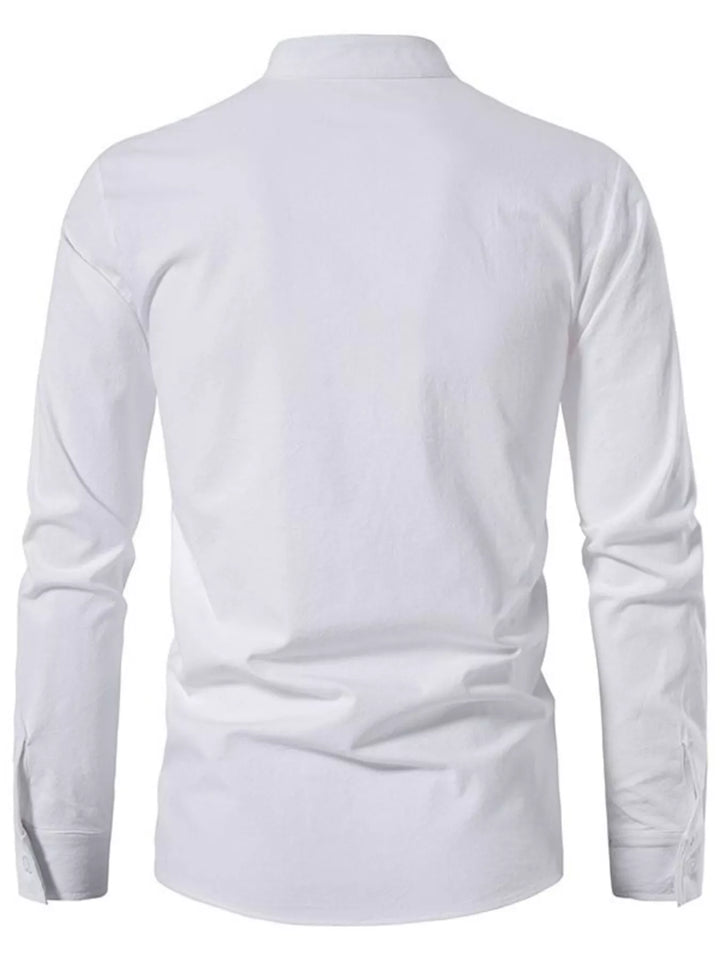 Men's Full Size Casual Lace-Up Long Sleeve Shirt Plus Size