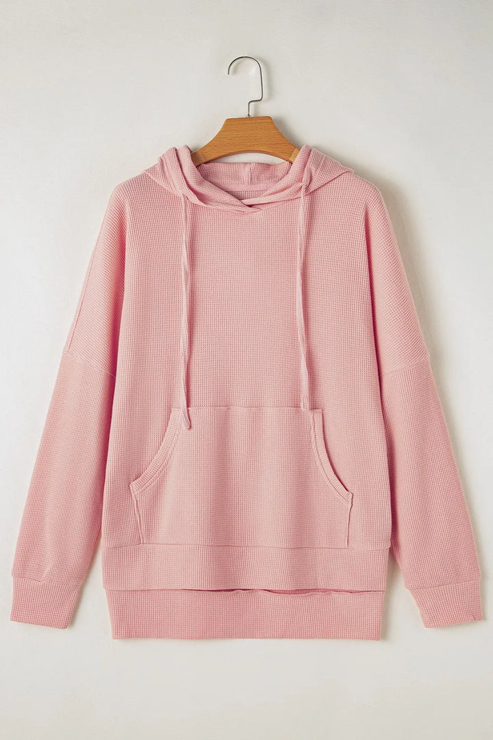 Waffle-Knit Long Sleeve Hoodie