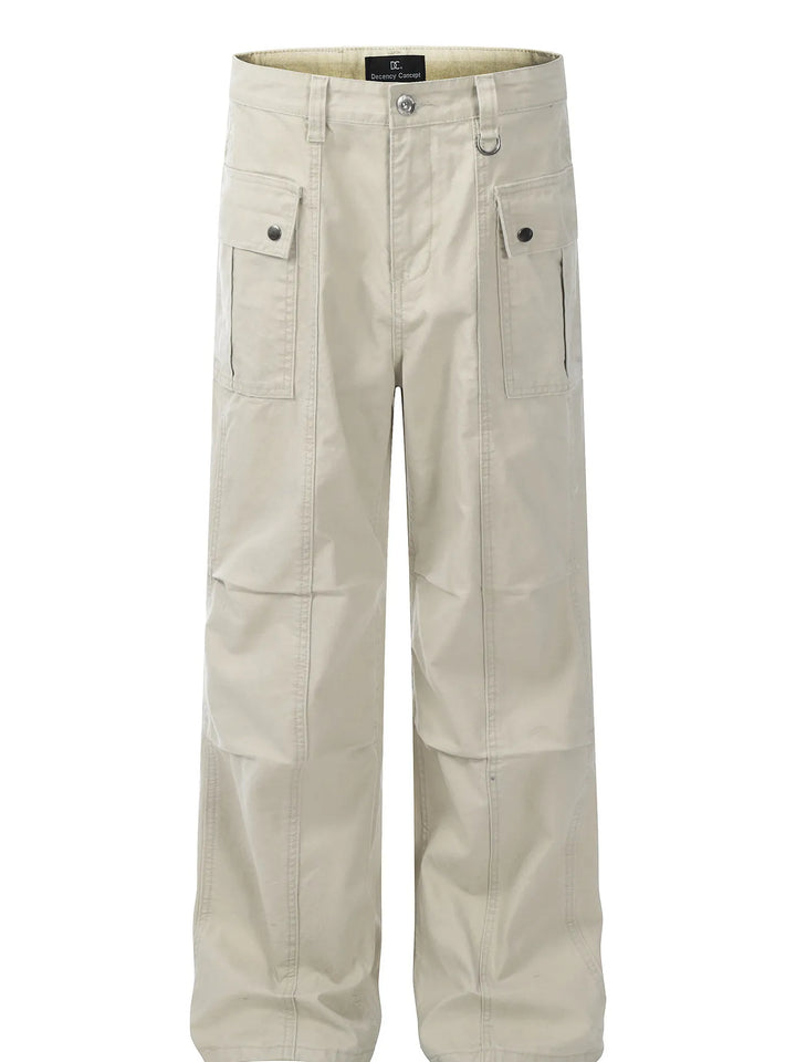 Men's Straight Cargo Jeans with Ruched Detail