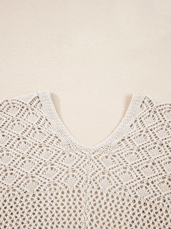 Hollowed Knit Open Front Cardigan