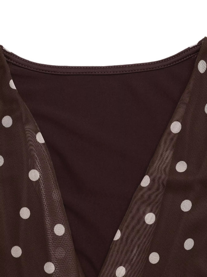 Polka Dot Cowl Neck Bodysuit