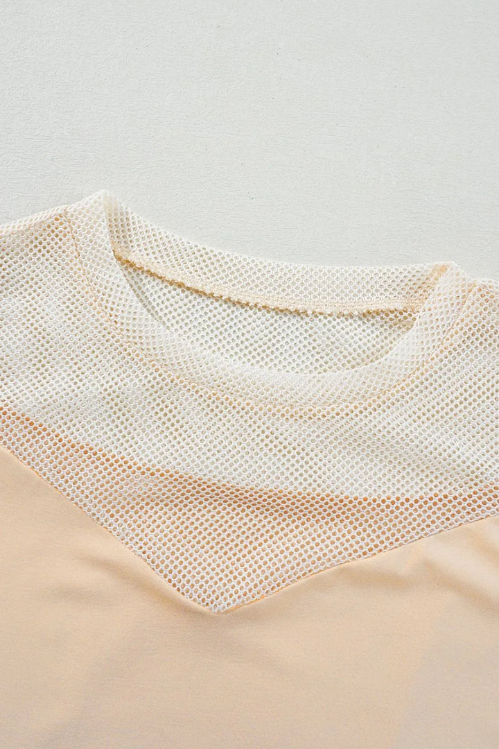 Mesh Patchwork Crew Neck Tank