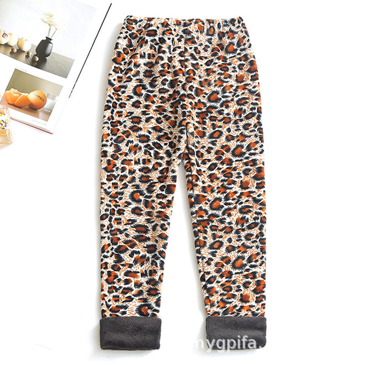Childrens Printed Slim-fit Warm Pants Long Outerwear Trousers For Older Kids