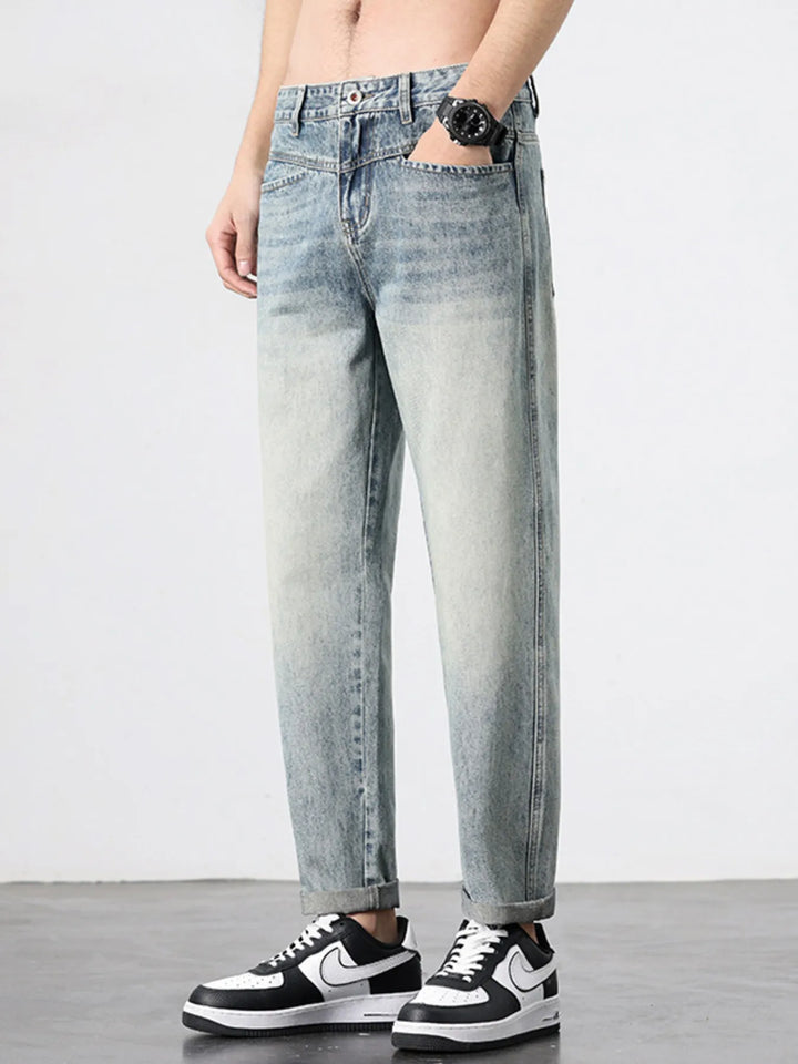 Men's Vintage Distressed Straight Leg Jeans