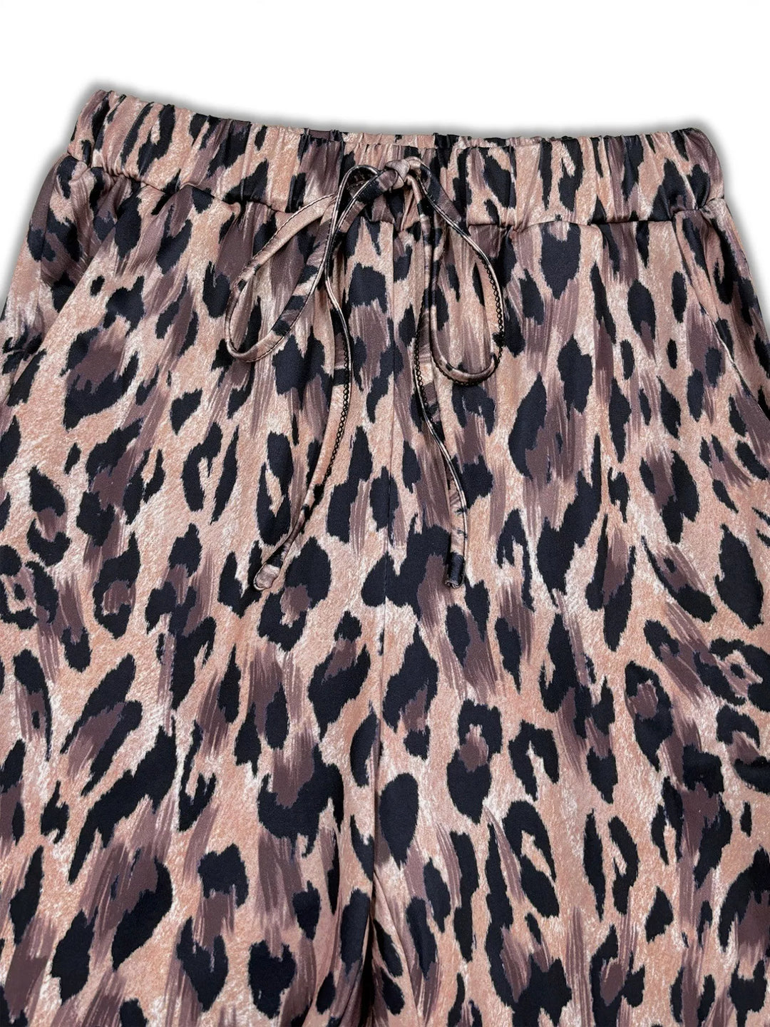 Round Neck Top and Leopard Pants Set