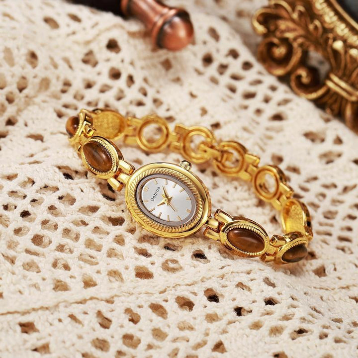 Natural Dongling Stone And Tigers Eye Stone Bracelet