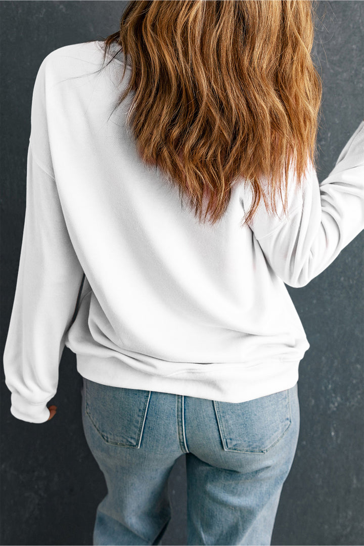 White Easter Bunny Bow Printed Casual Sweatshirt