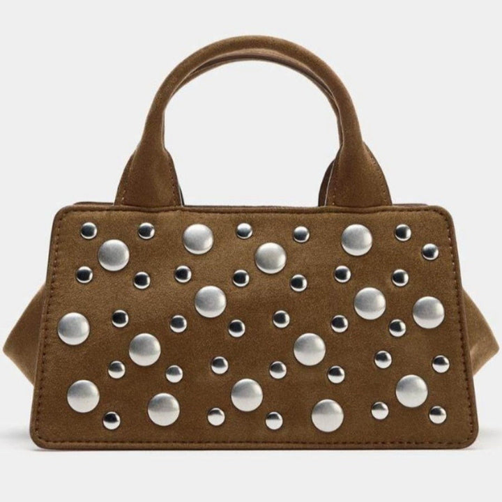 Fashionable Rivet-Embellished Commuter Handbag In A Punk Style