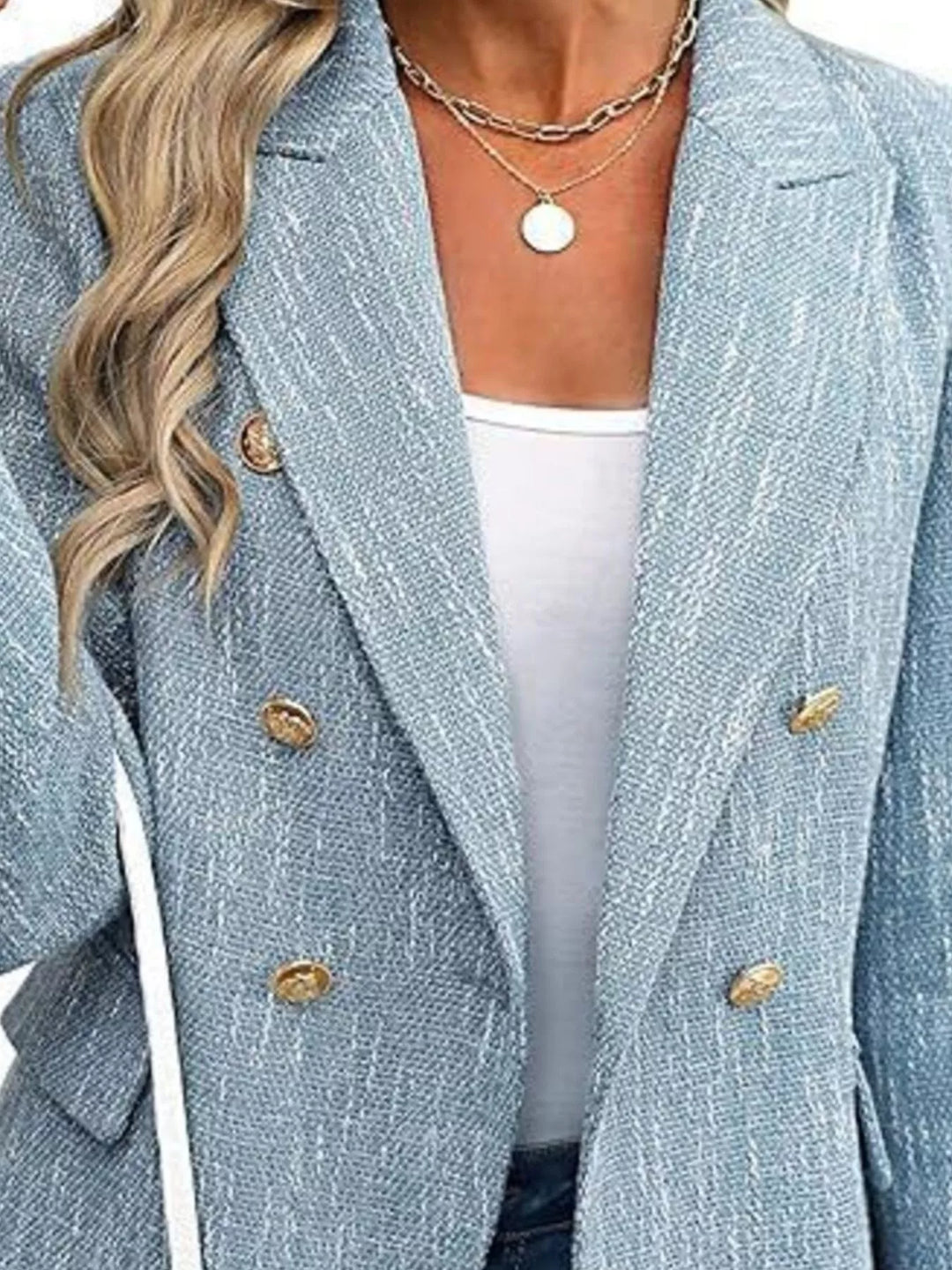 Double-Breasted Lapel Collar Blazer