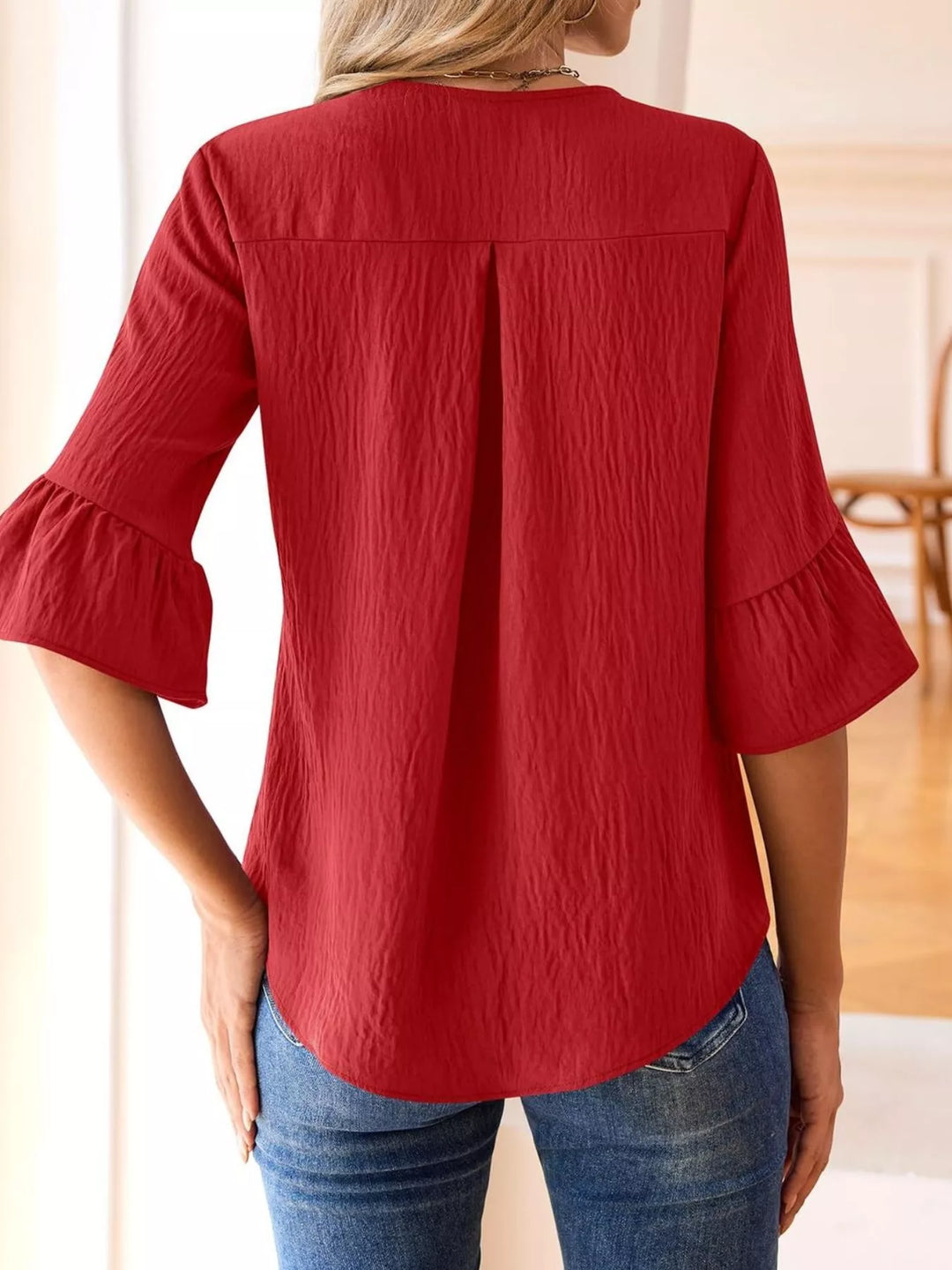 Ruffled Flounce Sleeve Blouse
