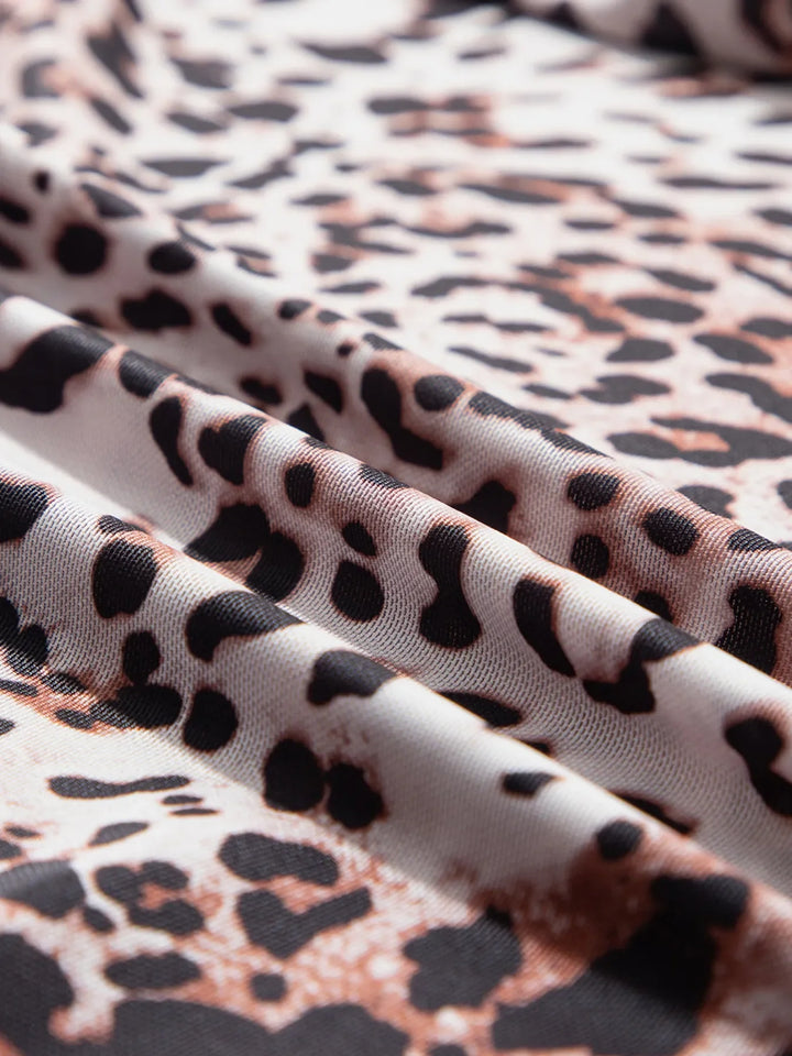 Leopard Print Long Sleeve Mock Neck Bodysuit
