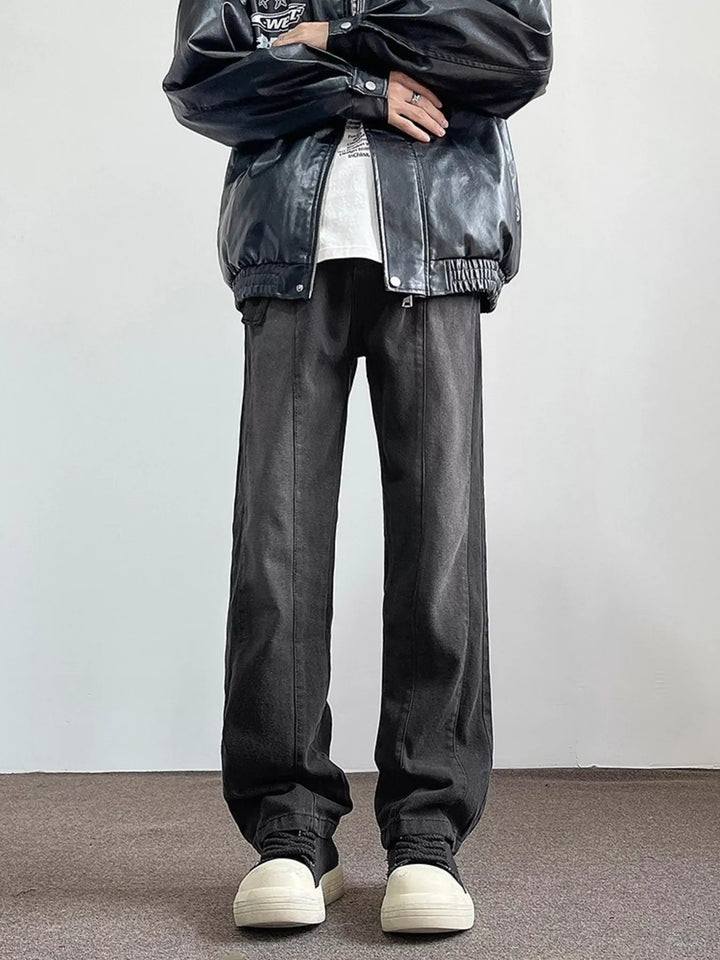 Men's Full Size Vintage Wash Wide Leg Jeans Plus Size