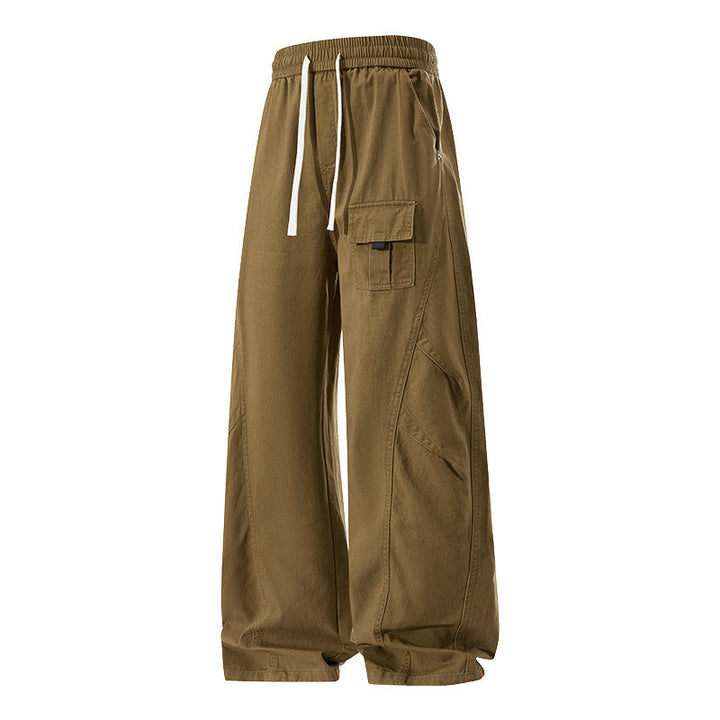 Retro American-style Patchwork High-street Loose Straight-leg Casual Pants