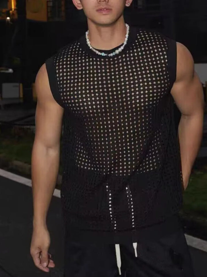 Men's Full Size Hollow Out Round Neck Tank Plus Size