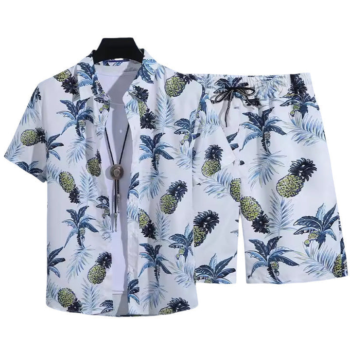 Floral Shirt Set Short Sleeves Retro All-over Floral Print Trendy