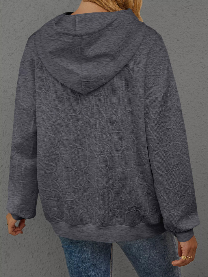 Full Size Embossed Lettering Casual Hoodie Plus Size