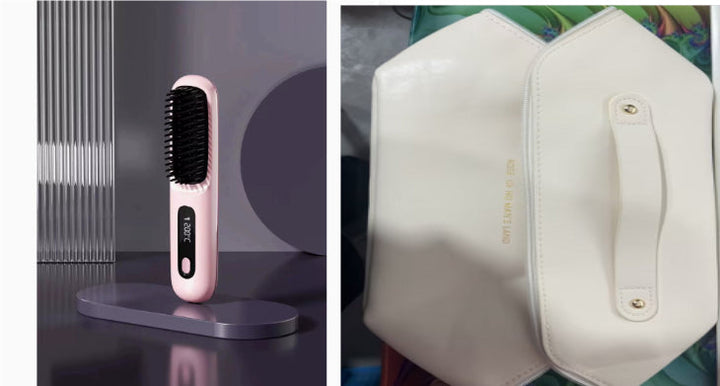 2 In 1 Straight Hair Comb Wireless Hair Straightener Brush Hair Fast Heating Portable Hot Curler USB Charging