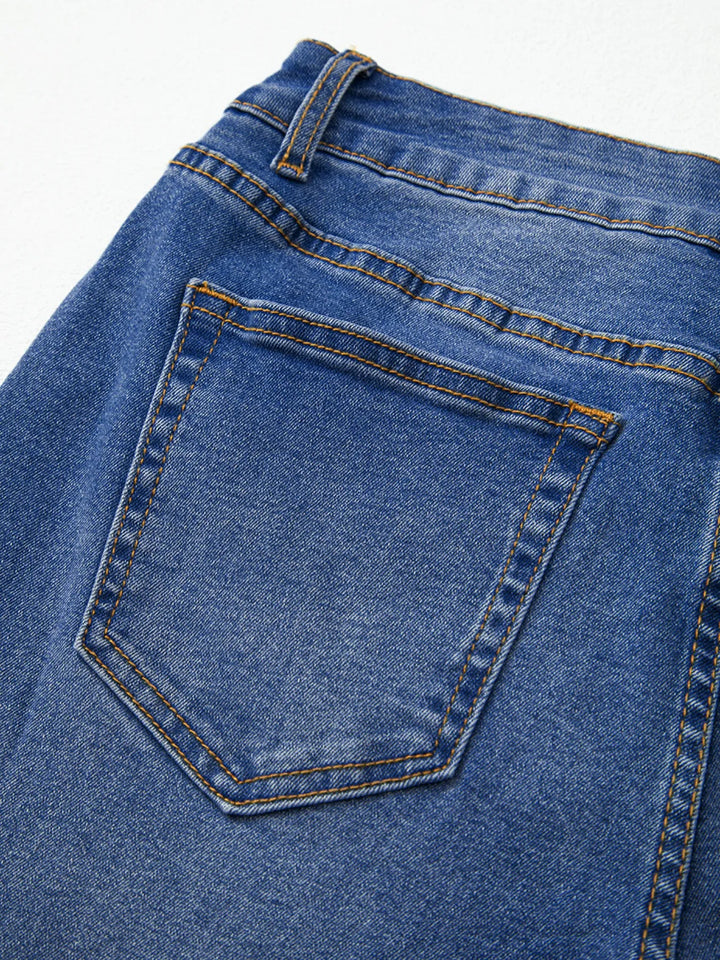 Raw Hem Unique Cuffs Straight High Rise Loose Jeans