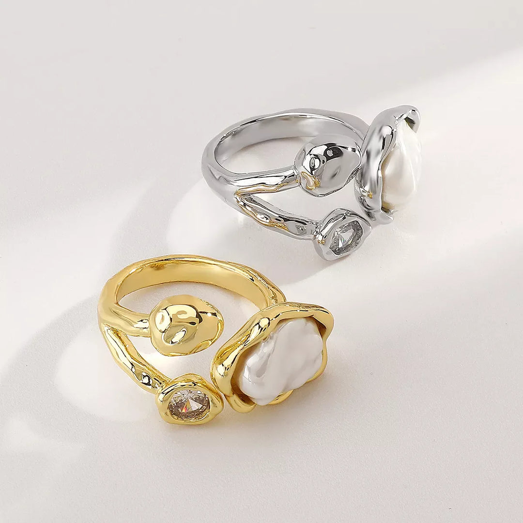 Irregular Pearl Open Ring