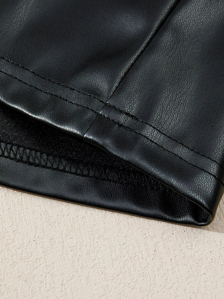 Faux Leather Ruffle Hem Sleeveless Mini Dress