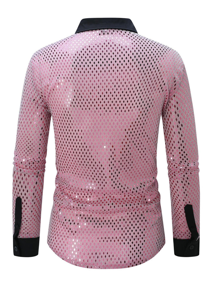 Men's Full Size Openwork Long Sleeve Shirt Plus Size