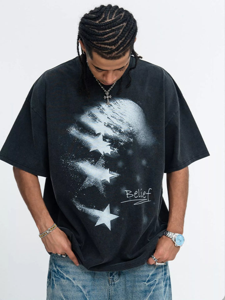 Men's Star Round Neck T-Shirt