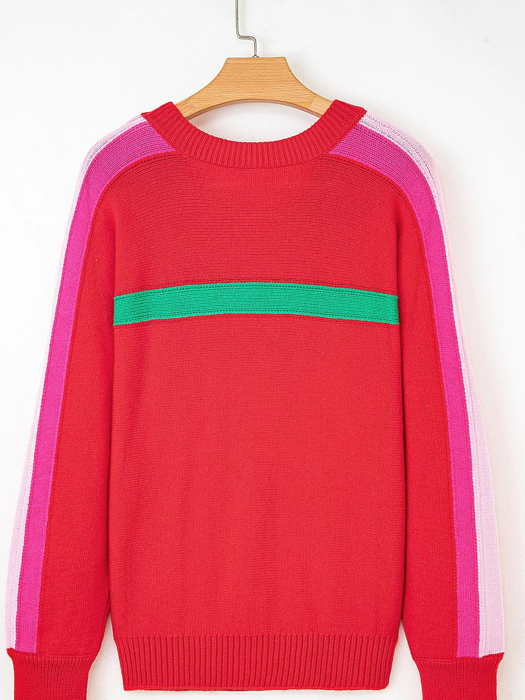 Striped Sleeve Crew Neck Sweater