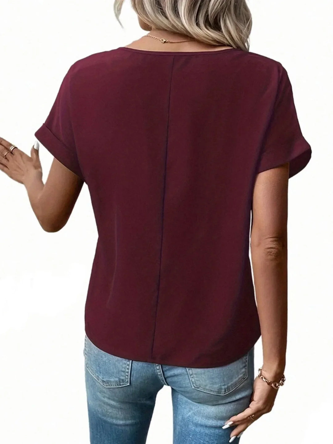 Casual Zipper Front Short Sleeve Blouse