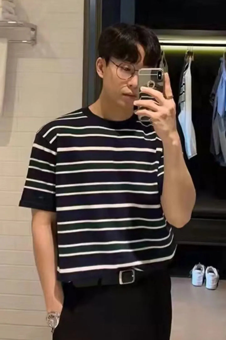 Men's Plus Size Casual Striped Short Sleeve T-Shirt