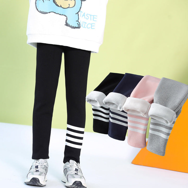 Winter Fleece-lined Thickened Leggings For Girls