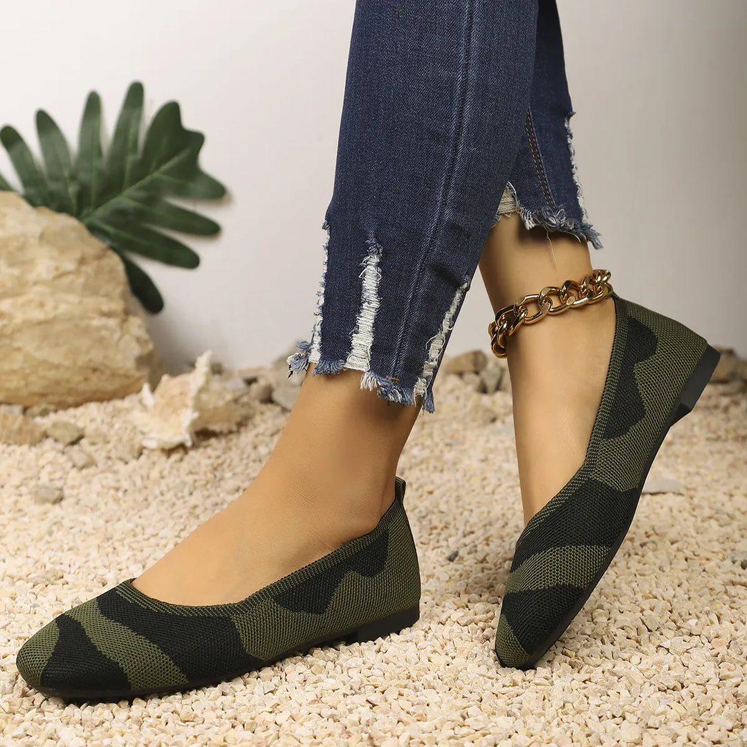 Camouflage Mesh Knit Flat Loafers