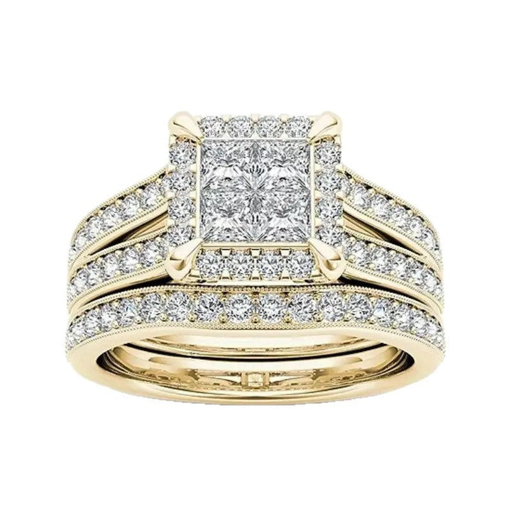Gold-plated Zircon-inlaid Ring For Women