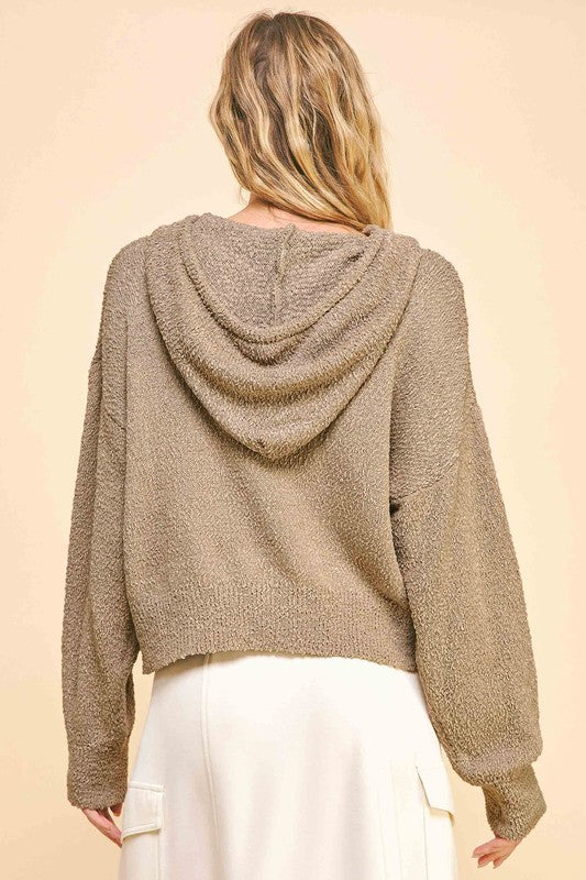 Back To School Sweater - Davi & Dani Drop Shoulder Long Sleeve Hooded Sweater