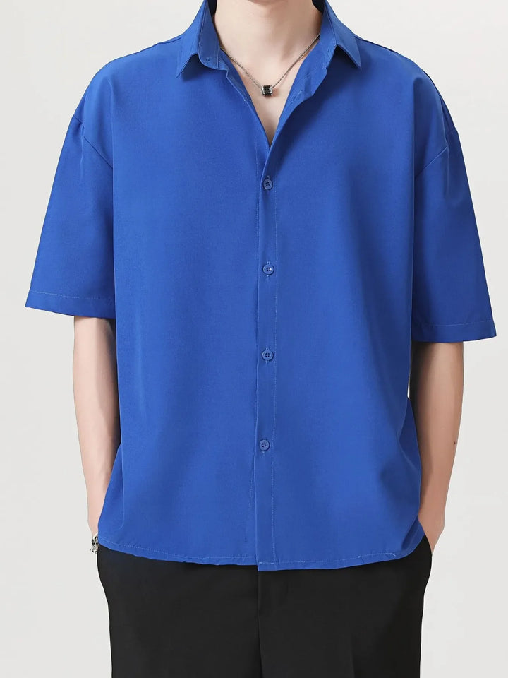 Men's Full Size Casual Short Sleeve Button-Down Shirt Plus Size
