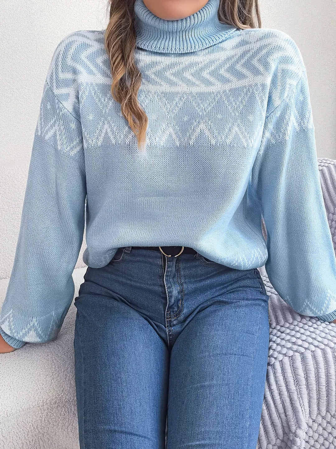 Turtleneck Dropped Shoulder Sweater