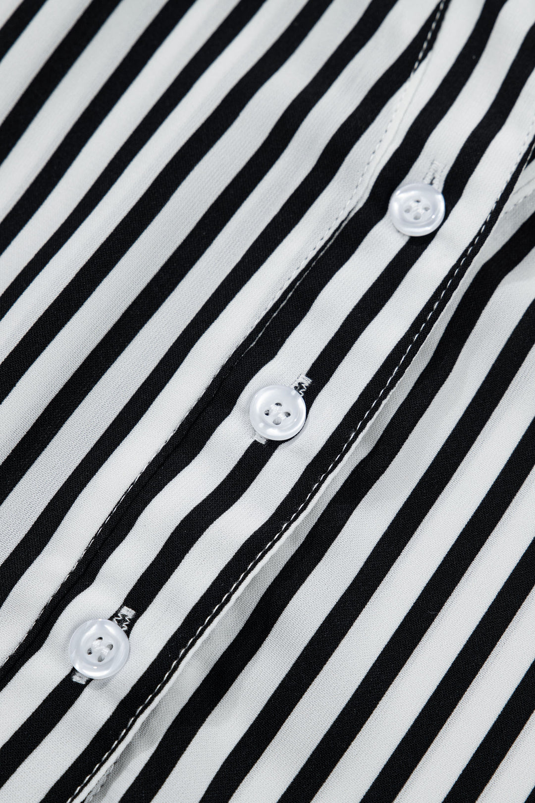 Black Striped Half Sleeve Button-Up Shirt
