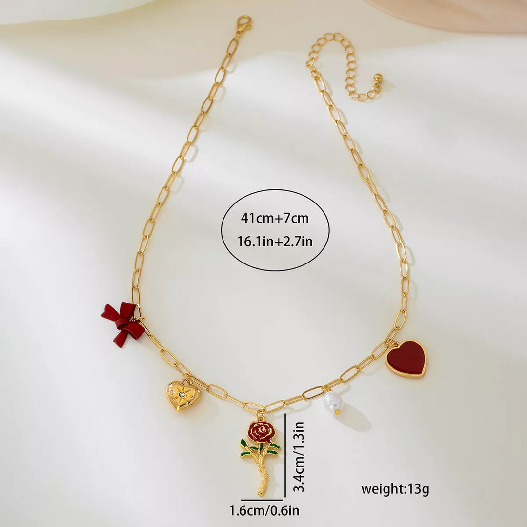 18K Gold-Plated Alloy Chain Necklace with Pendant