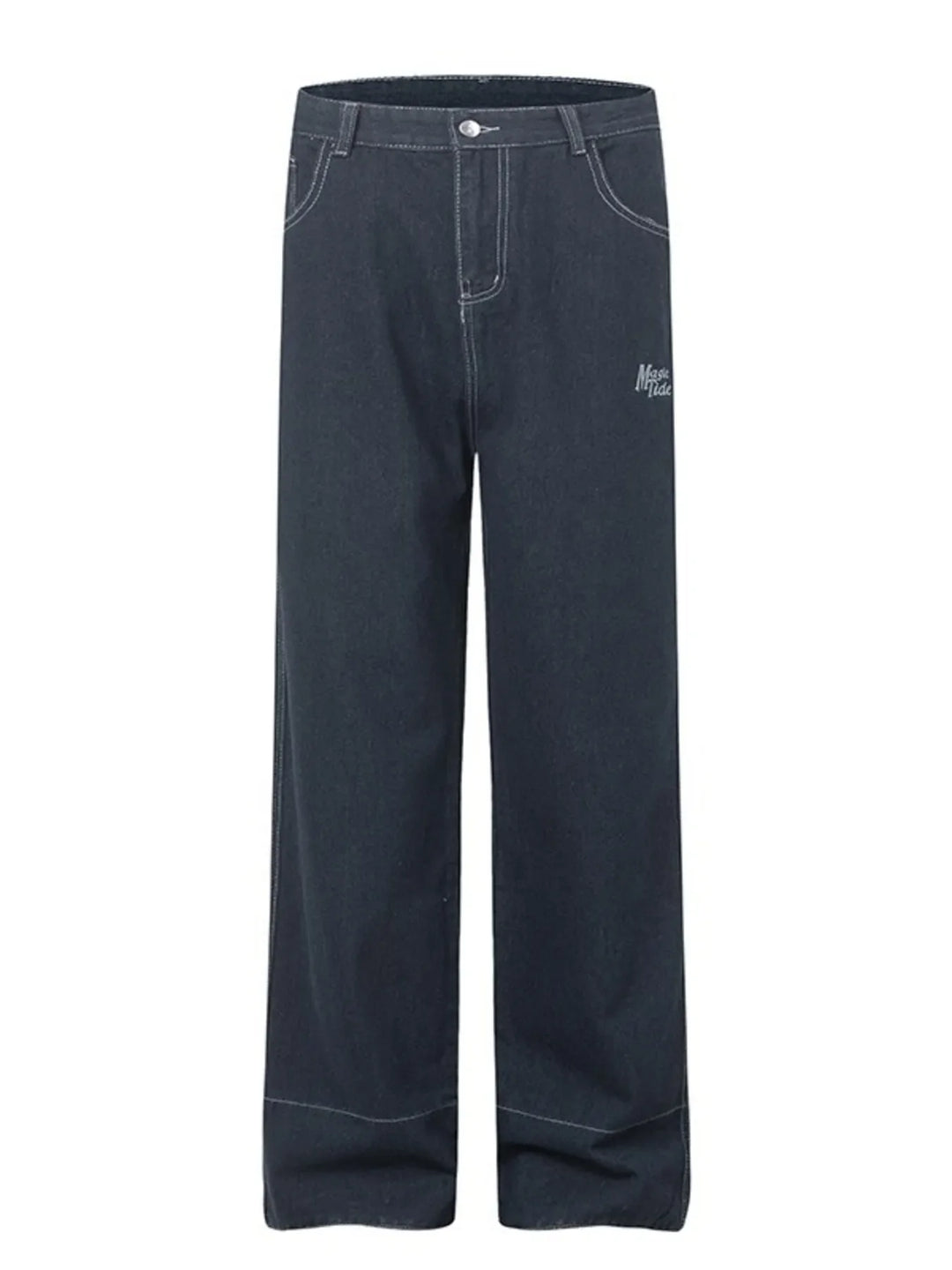 Men's Plaid Pocket Wide Leg Jeans