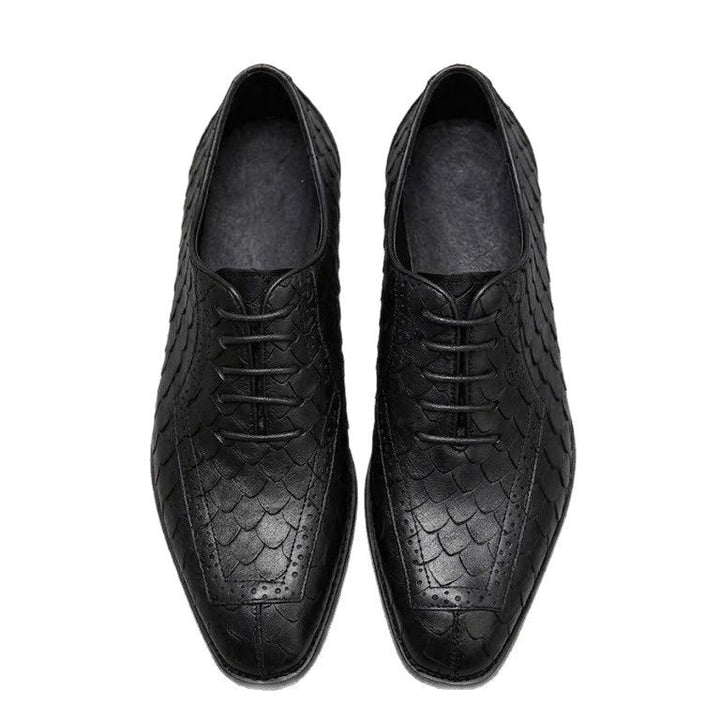 Business Formal Leather Shoes Dragon-scale Pattern Mens British Style