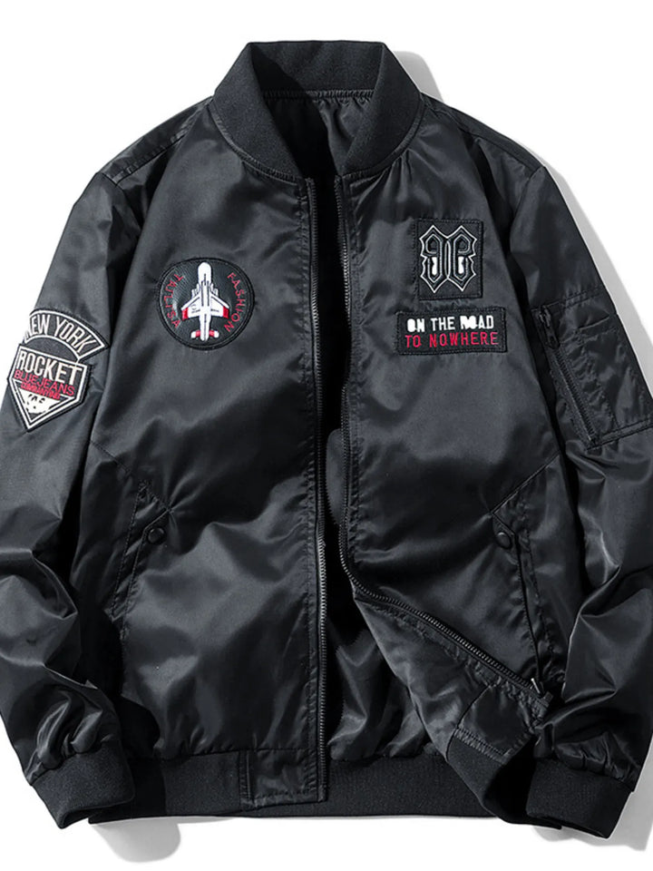 Men's Plus Size Zip Up Long Sleeve Bomber Jacket
