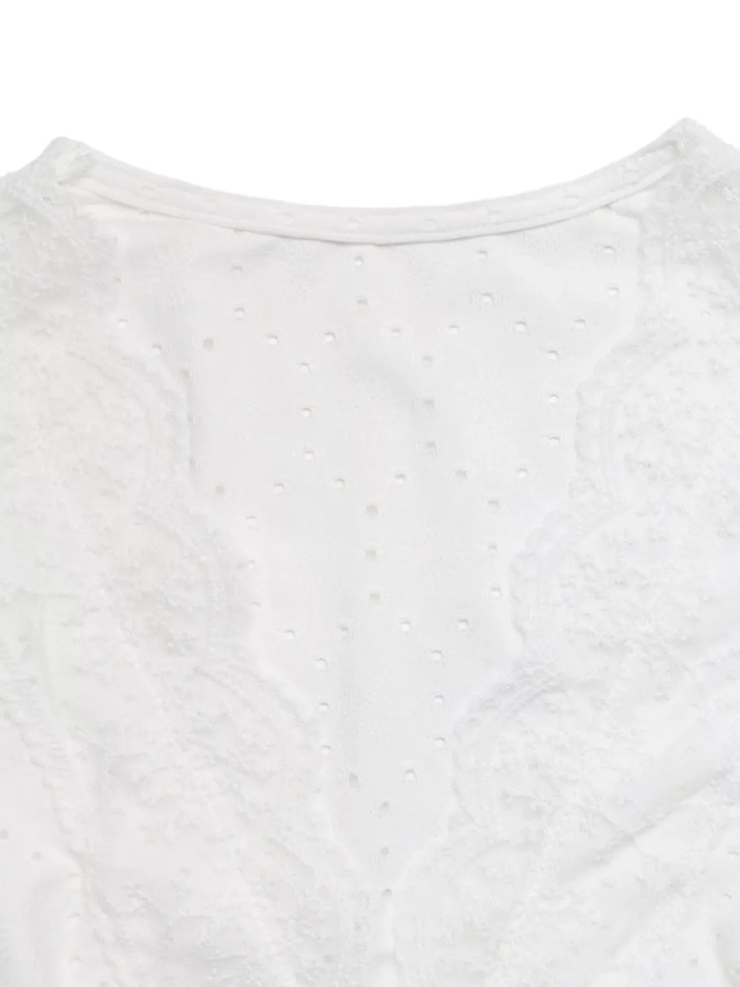 Eyelet Lace Trim Short Sleeve Shirt