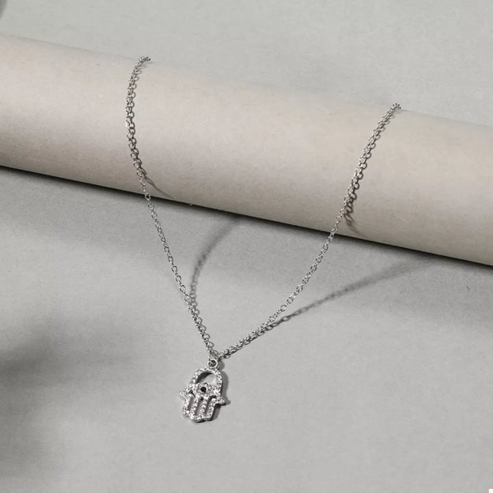 Zinc Alloy Rhinestone Evil Eye Necklace